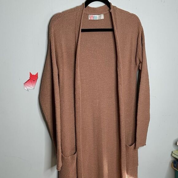 FP Beach Out of Office Duster Cardigan Sweater Dusty Rose Size Small - Picture 2 of 10